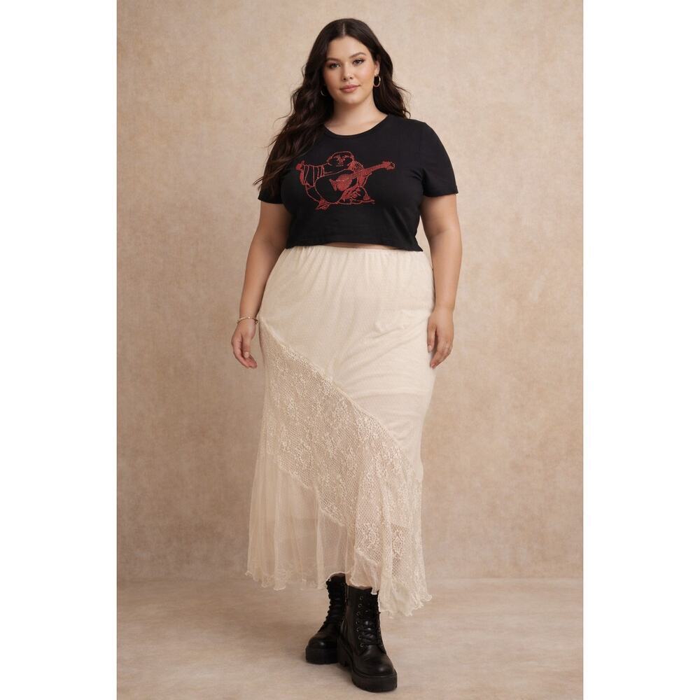 Cotton On Cream Lace Maxi Skirt XL Sheer Layered Romantic Boho